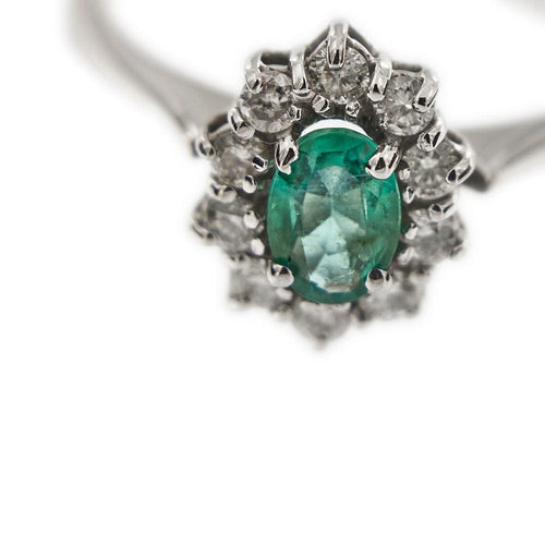 Bague 53 Bague Marguerite diamants et émeraude 58 Facettes 20520