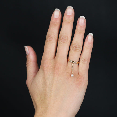 Bague 53 Bague or rose chainette perle de culture 58 Facettes 23-275