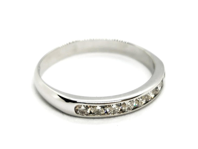 Bague 52 Bague Demi alliance Or blanc Diamant 58 Facettes 1589321CN