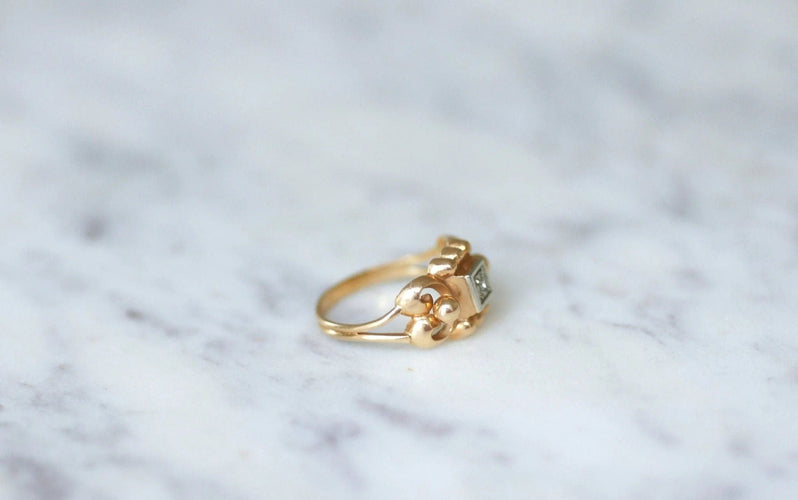 Bague Bague retro or rose et diamant 58 Facettes