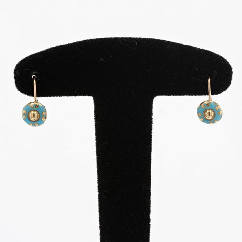 Boucles d'oreilles Petites dormeuses anciennes or et émail 58 Facettes 21-592A