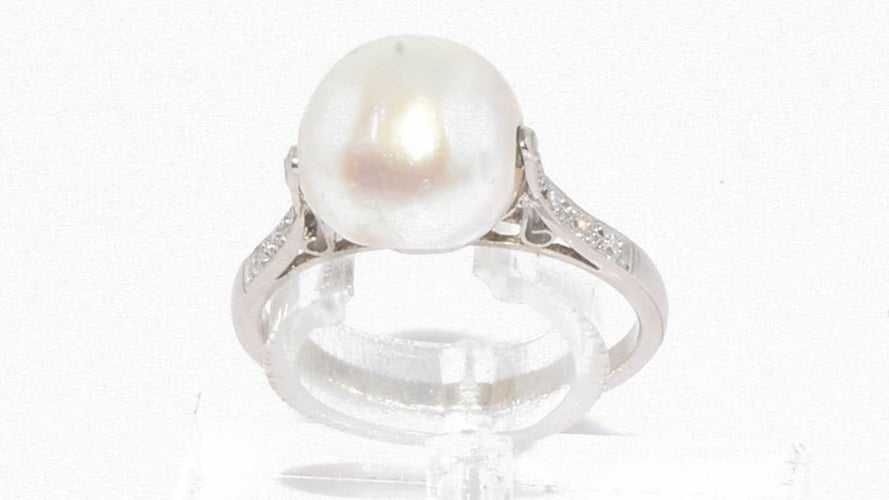 Bague Bague Perle Akoya et platine 58 Facettes 1