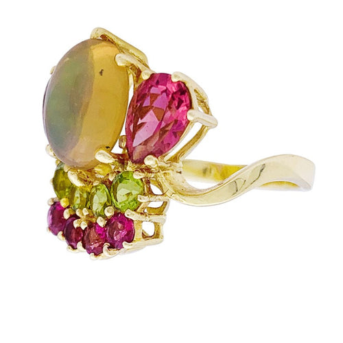 Bague 57 Bague or jaune, opale, tourmalines et péridots 58 Facettes 33253