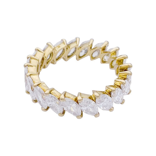 Bague 57 Alliance tour complet or jaune et diamants navettes. 58 Facettes 32744