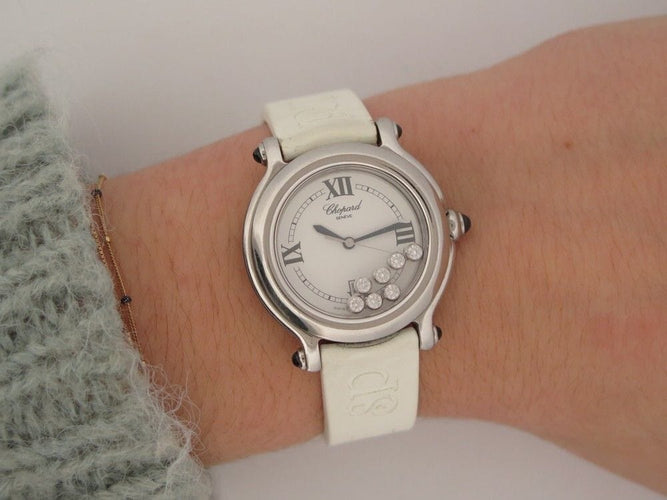Montre montre CHOPARD happy sport 32mm quartz 7 diamants 58 Facettes 256193