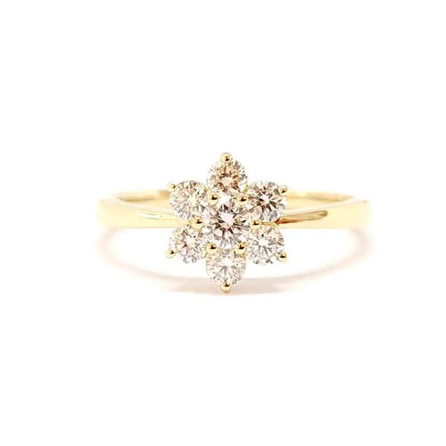Bague Bague fleur diamants or jaune 58 Facettes