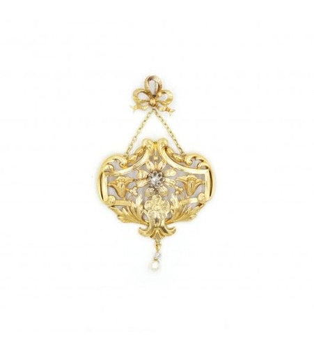 Pendentif Jaune / Or 750 Pendentif Diamant Et Perle 58 Facettes R220071