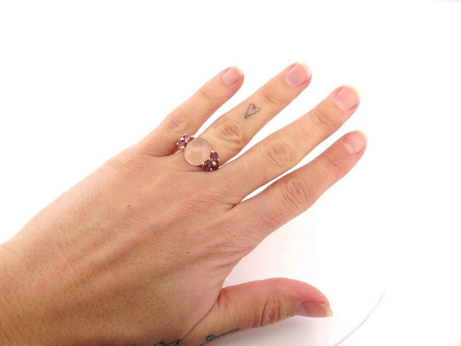 Bague 54 bague POMELLATO luna en or rose 18k quartz & tourmalines 58 Facettes 255696