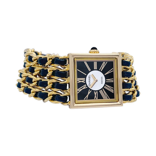 Montre Montre Chanel, "Mademoiselle", or jaune, cuir. 58 Facettes 32185