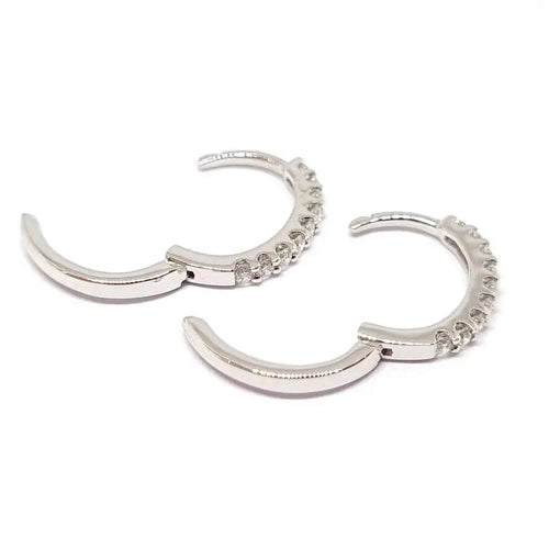 Boucles d'oreilles Boucles d'oreilles créoles diamants or blanc 58 Facettes