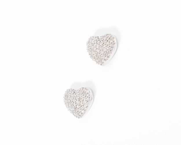 Boucles d'oreilles Boucles d'oreilles or gris forme cœur, diamants 58 Facettes