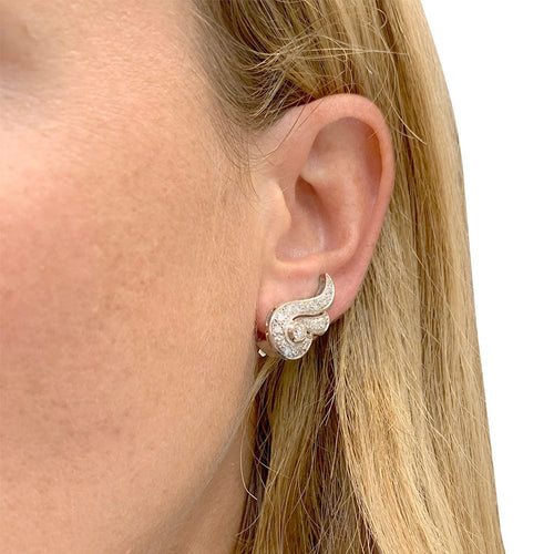 Boucles d'oreilles Paire de boucles d'oreilles Art Déco en platine 58 Facettes 31948