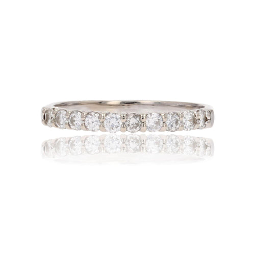 Bague 55 Demi alliance fine diamants or blanc 58 Facettes 22-457A