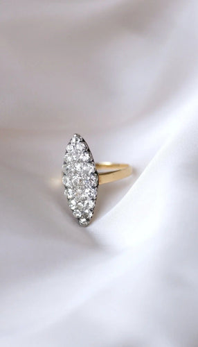Bague Bague Marquise diamants sur or et argent 58 Facettes