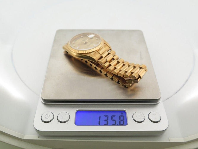 Montre montre ROLEX 18238 oyster perpetual president 36 mm or 18k et diamants 58 Facettes 242174