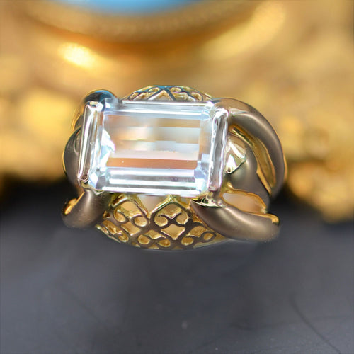 Bague 52 Bague aigue-marine or jaune tank 58 Facettes 22-378