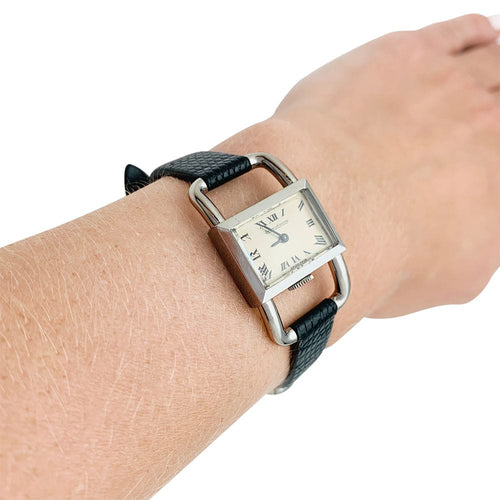 Montre Montre Jaeger Lecoultre,"Etrier", acier sur cuir. 58 Facettes 31600