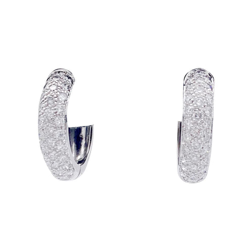 Boucles d'oreilles Boucles d'oreilles créoles en or blanc, diamants. 58 Facettes 32880