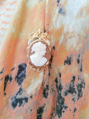 Pendentif Pendentif/Broche Camée sur Agate Or Rose 58 Facettes AA 1463