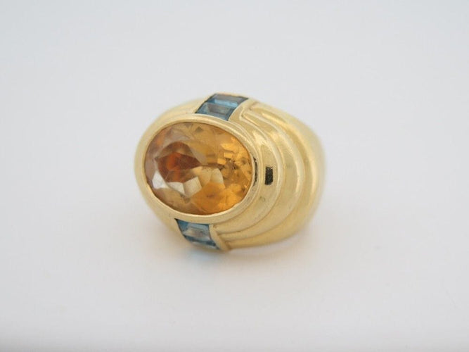 Bague 51 vintage bague FRED jonc godronne citrine topaze or jaune 18k 58 Facettes 258009