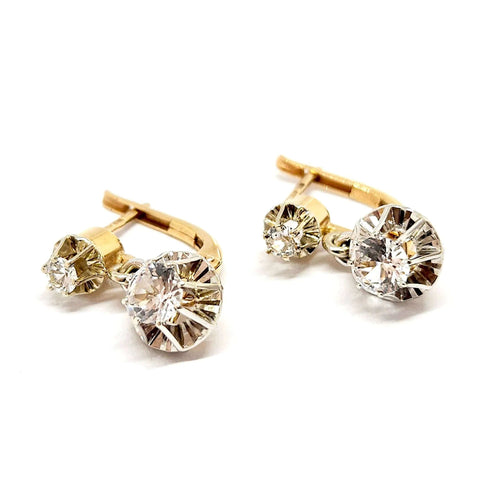 Boucles d'oreilles Boucles d'oreilles vintage saphirs blancs or jaune 58 Facettes