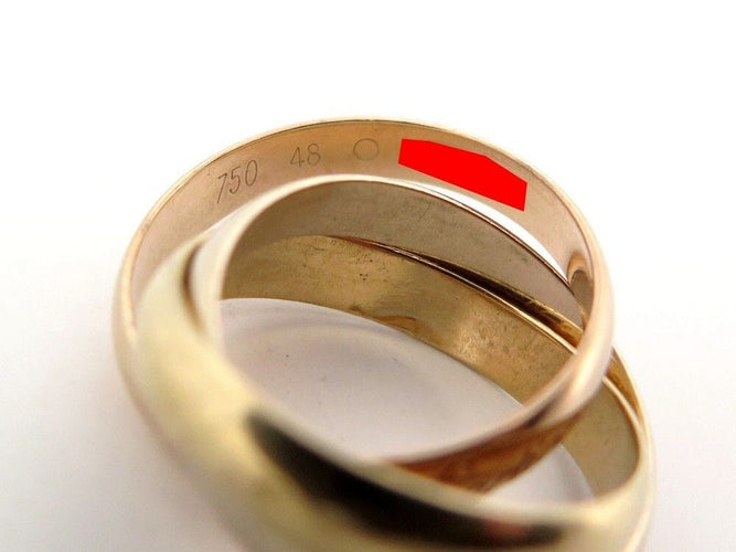 Bague 48 bague CARTIER trinity mm 3 ors jaune rose blanc 58 Facettes 255639