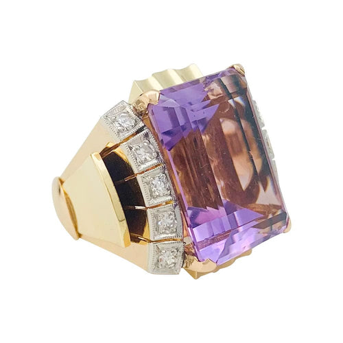 Bague 53 Bague Tank en or rose, améthyste, diamants. 58 Facettes 31369