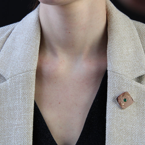 Broche Broche ancienne or rose et émeraude 58 Facettes 23-060