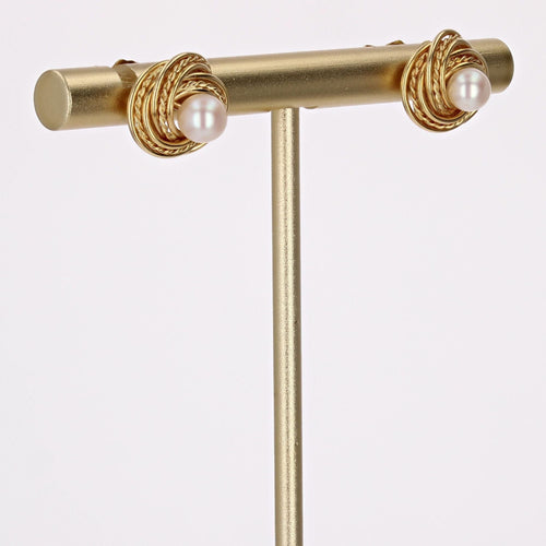 Boucles d'oreilles Puces d'oreilles or jaune perles de culture 58 Facettes 19-071B