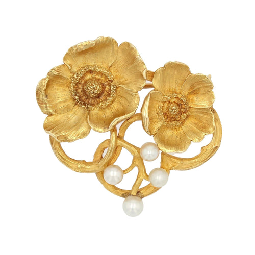 Broche Broche ancienne Art nouveau fleurs et perles fines 58 Facettes 22-476