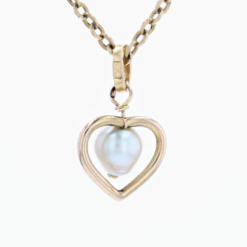 Pendentif Pendentif or jaune coeur et perle baroque 58 Facettes CVP55
