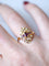 Bague de fiançailles vintage rubis entourage diamants sur or jaune 58 Facettes