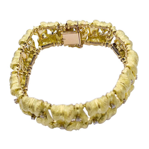 Bracelet Bracelet vintage "Feuillage" or jaune, diamants. 58 Facettes 33152