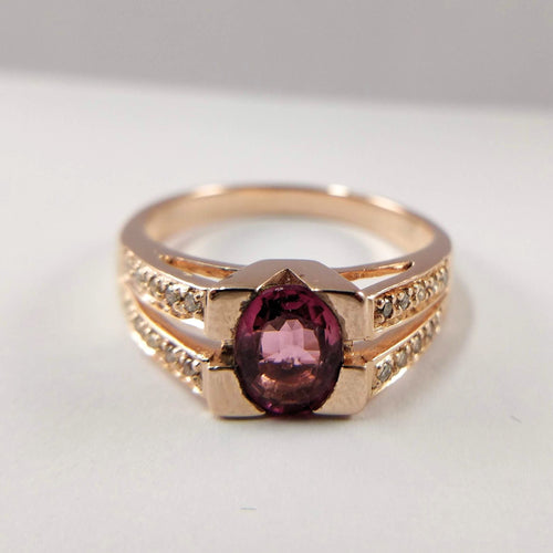 Bague Bague en or rose Diamants et tourmaline 58 Facettes 5587