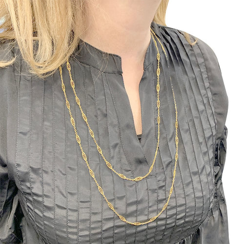 Collier Sautoir filigrane en or jaune 58 Facettes 32249