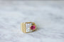 Bague 51 Bague Tank tourmaline rose et diamants 58 Facettes