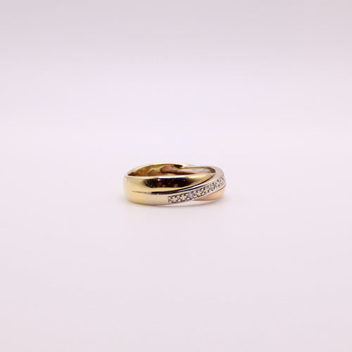 Bague Alliance effet trois ors et diamants 58 Facettes