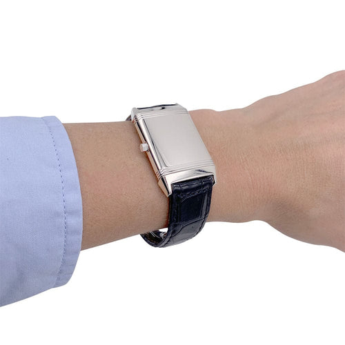 Montre Montre Jaeger Lecoultre, "Reverso", or blanc, acier, cuir. 58 Facettes 32235