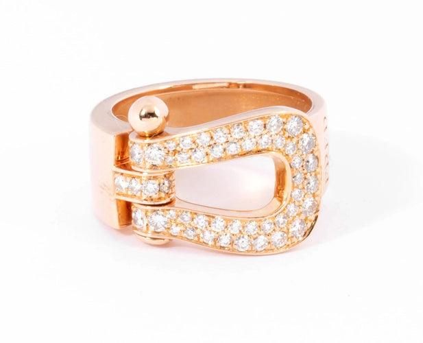 Bague Bague Fred "Force 10" Or Rose, pavée de diamants 58 Facettes