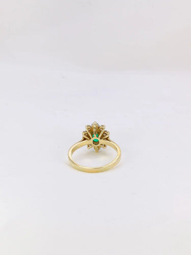 Bague 63 Bague Marguerite Or jaune Emeraude ovale Diamants 58 Facettes J205
