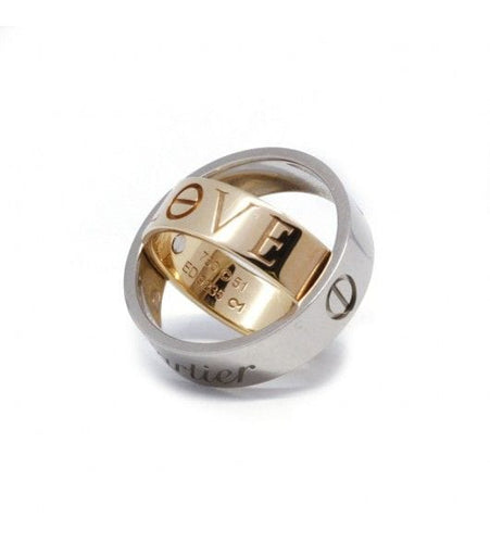 Bague 51 / Jaune et blanc / Or 750 Bague Double Love CARTIER 58 Facettes 210029SP