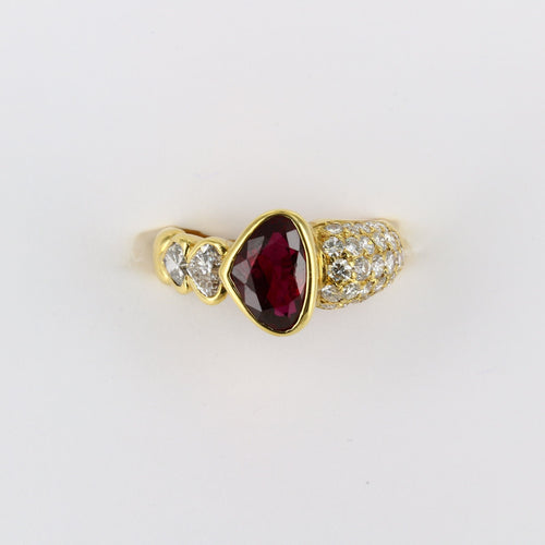 Bague 58 Bague rubis et diamants en or jaune 58 Facettes