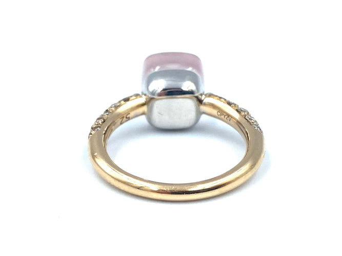 Bague POMELLATO - bague Nudo , quartz rose, diamants bruns 58 Facettes