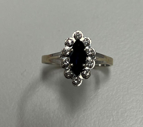 Bague 53 Bague Marquise avec saphir et diamant 58 Facettes 20400000420