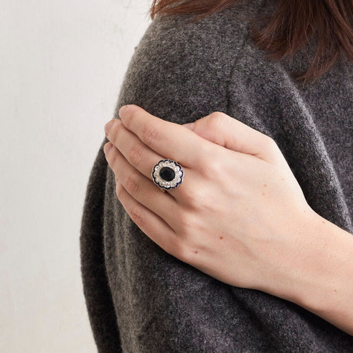 Bague 53.5 Bague Art Déco Marguerite Saphir Diamants 58 Facettes 230280