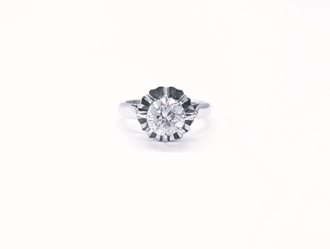 Bague 51.5 Bague solitaire diamant 1.25 carat or blanc 58 Facettes SOLO-1.25