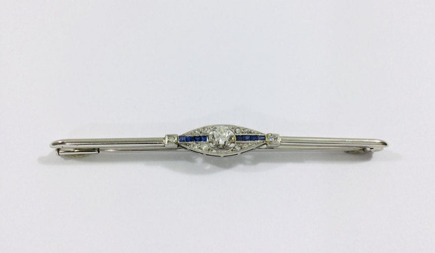 Broche Broche Art Déco Or Blanc Diamants Saphirs 58 Facettes
