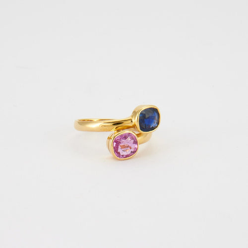 Bague 53.5 Bague Toi & Moi Saphirs rose et bleu 58 Facettes B01092