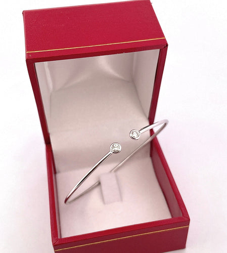 Bracelet Bracelet jonc or blanc diamants 58 Facettes