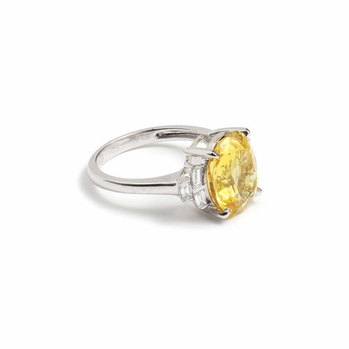 Bague 54.5 Bague Saphir Jaune Non Chauffé Or Gris 58 Facettes BSA74